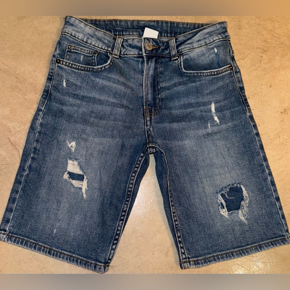 Zara Big Boys Denim Distressed Shorts Sz 13-14